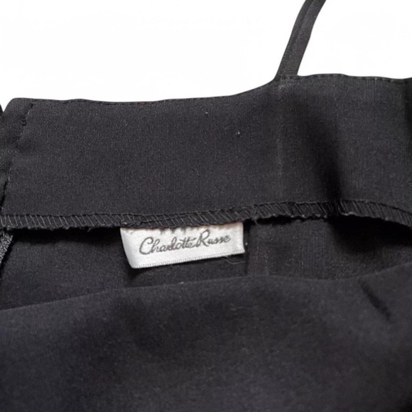 Vintage Y2K Charlotte Russe Dress L Black Slinky Side Tie Bodycon Goth Prom Slip - Picture 5 of 6